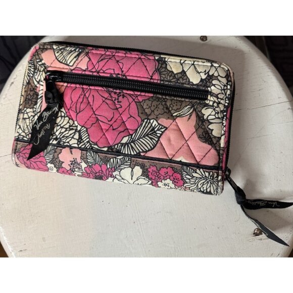 Vera Bradley retired Mocha Rouge floral print turnlock wallet Pink Brown - Picture 2 of 7